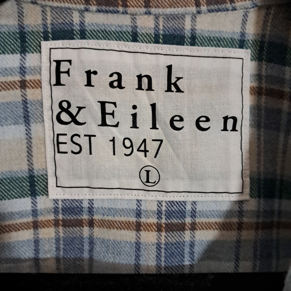 Frank & Eileen Barry Flannel Button Down Women's Large Shirt Blue Plaid Preppy - Picture 8 of 13